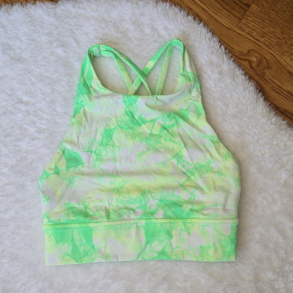 Lululemon Neon Green/White Sports Bra, Womens Size 4